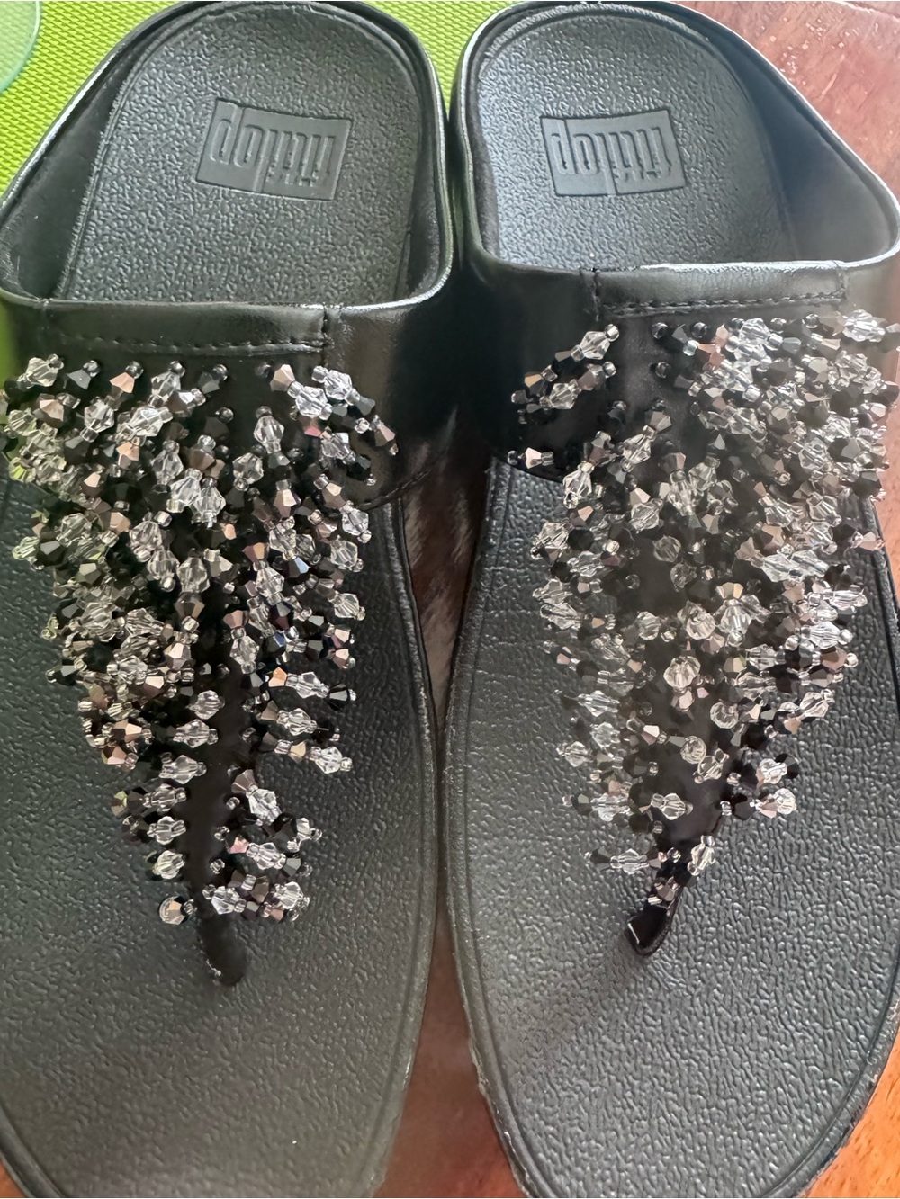 Fitflop Black Textured Slide Sandals with Thong Strap - Picture 3 of 12